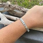 Hand Stamped LOVE & FLOWERS Thin Cuff - Adjustable