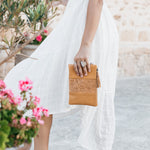 Boho Sunflower Tassel Clutch (Tan)