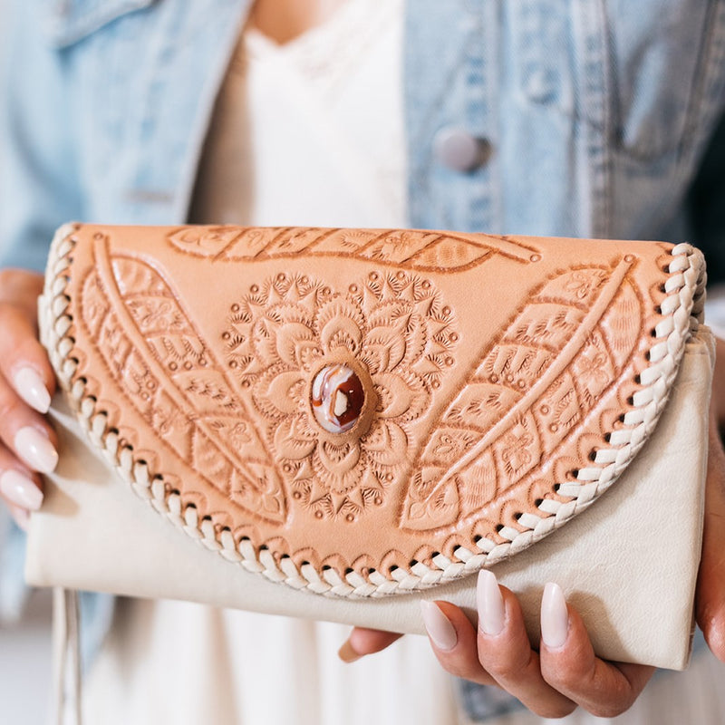 Feather and Stone Purse (Cream)