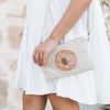 Flower and Stone Clutch Bag (Cream)