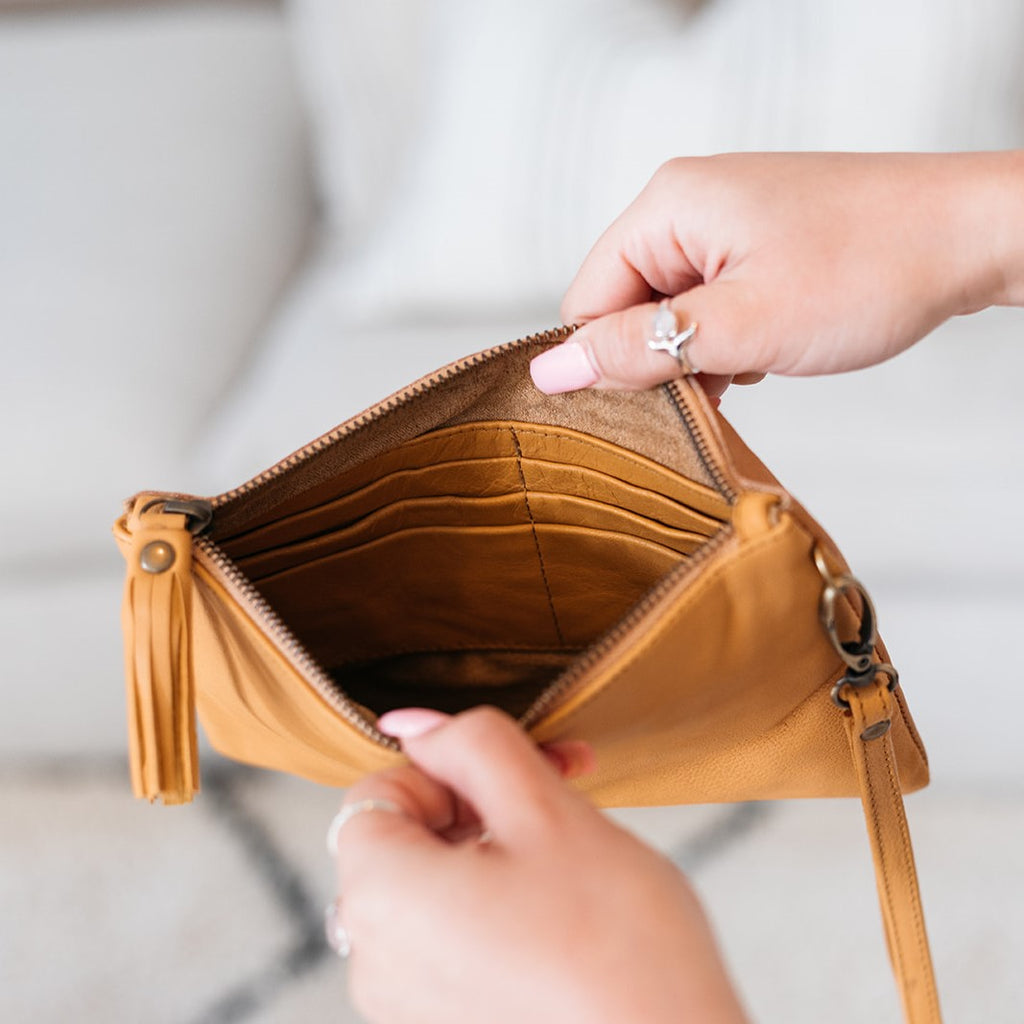 Gypsy Tassel Clutch (Tan)