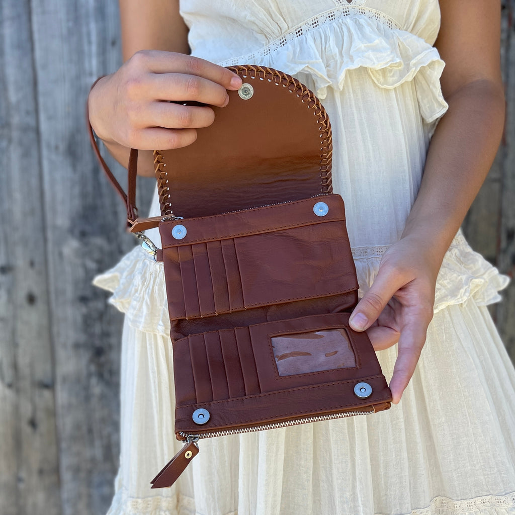 Rose & Stitch Purse (Vintage Brown)