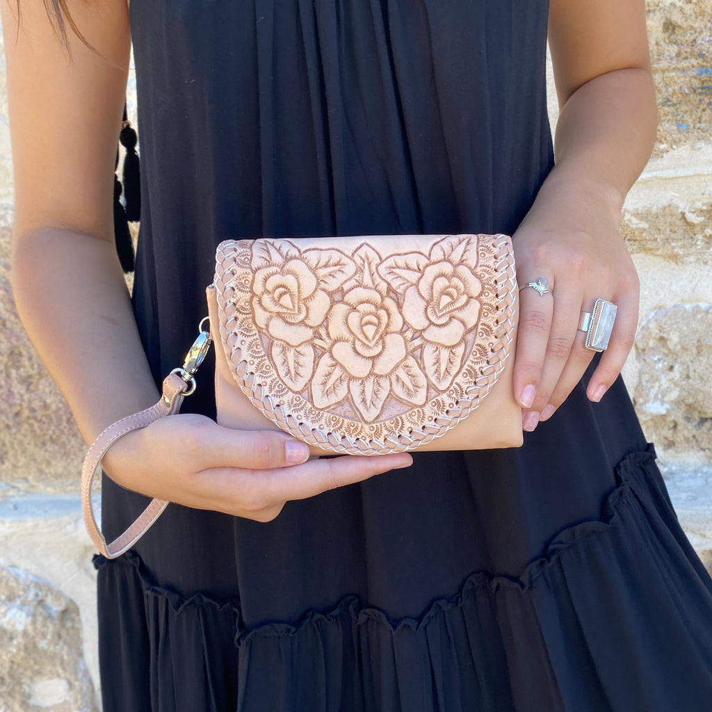 Rose & Stitch Purse (Natural)