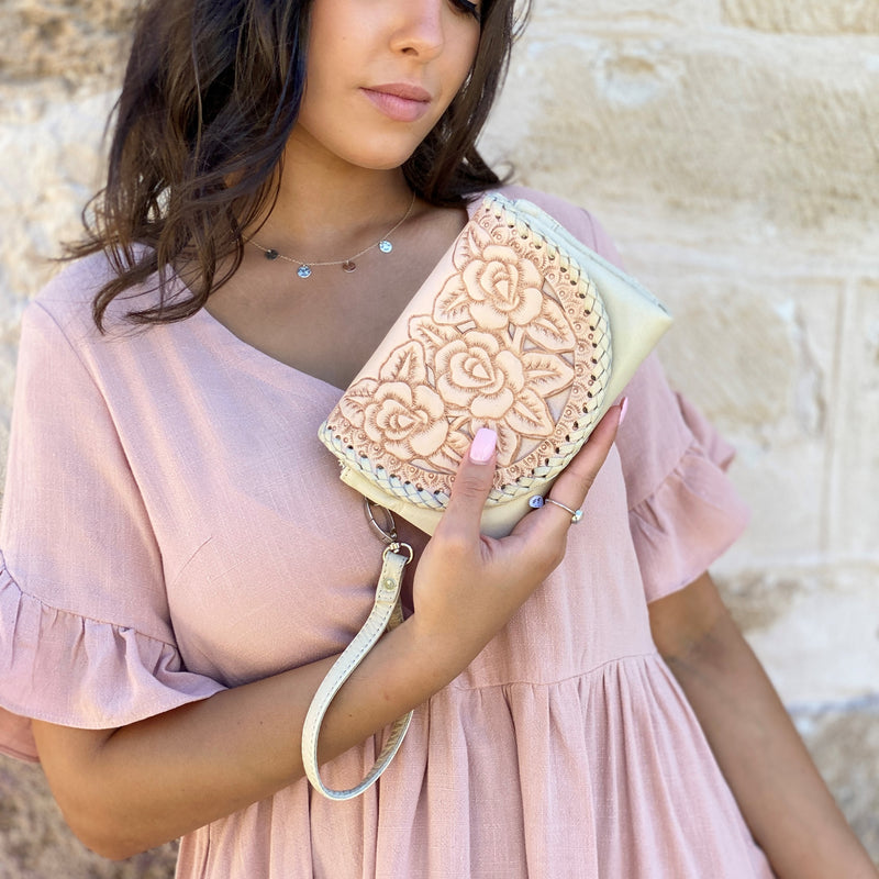 Rose & Stitch Purse (Natural)