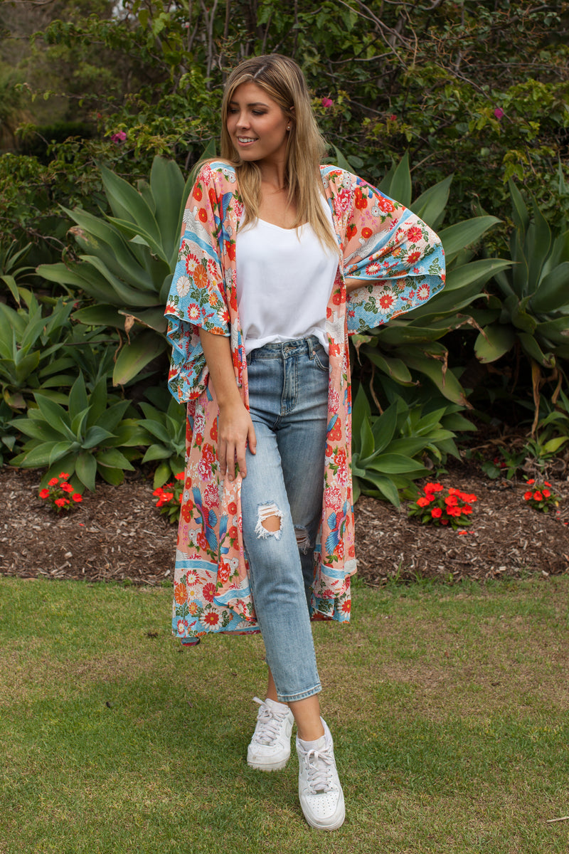 Solange Peach Kimono Cape