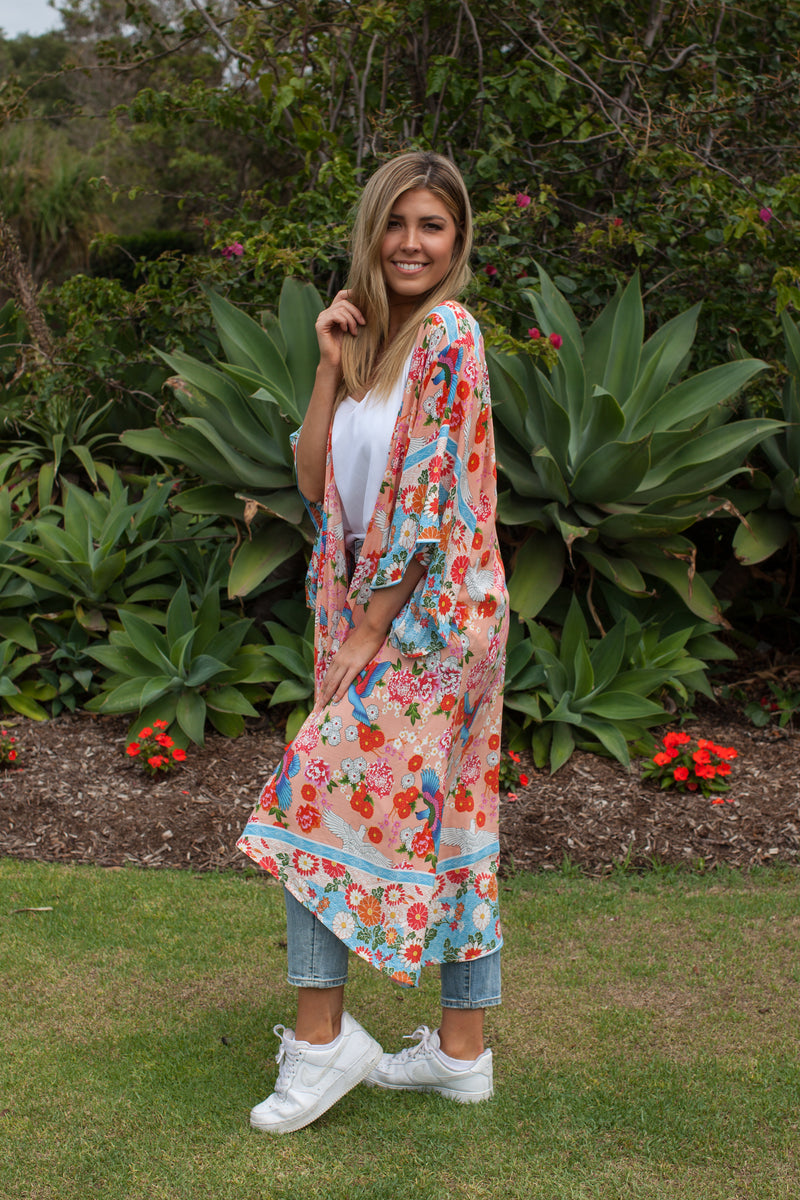 Solange Peach Kimono Cape