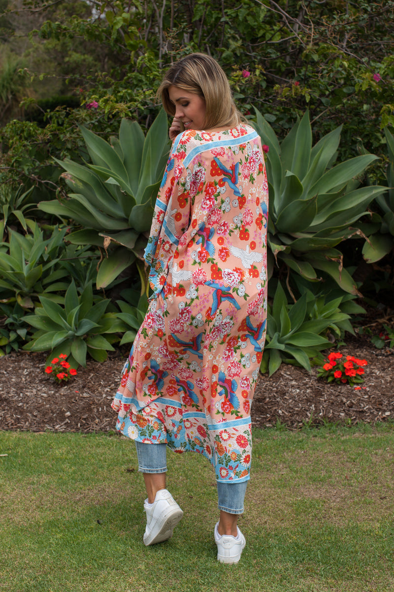 Solange Peach Kimono Cape
